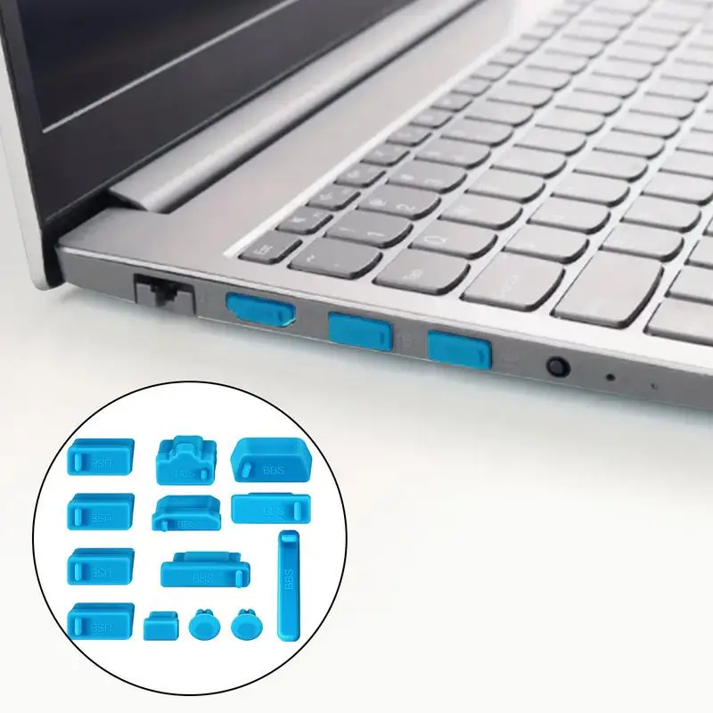 13Pcs Laptop Anti Dust Plug USB Type-C Port Dustproof Cover Silicone Stopper HDMIcompatible RJ45 Interface Computer Supply