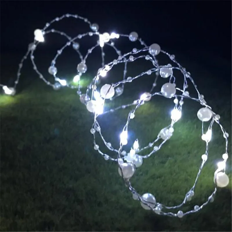 20LED Pearl Fairy Lights Battery Operated on 6.6ft Long Silver Color Copper Wire String Lights for Outdoor Indoor Xmas Party use