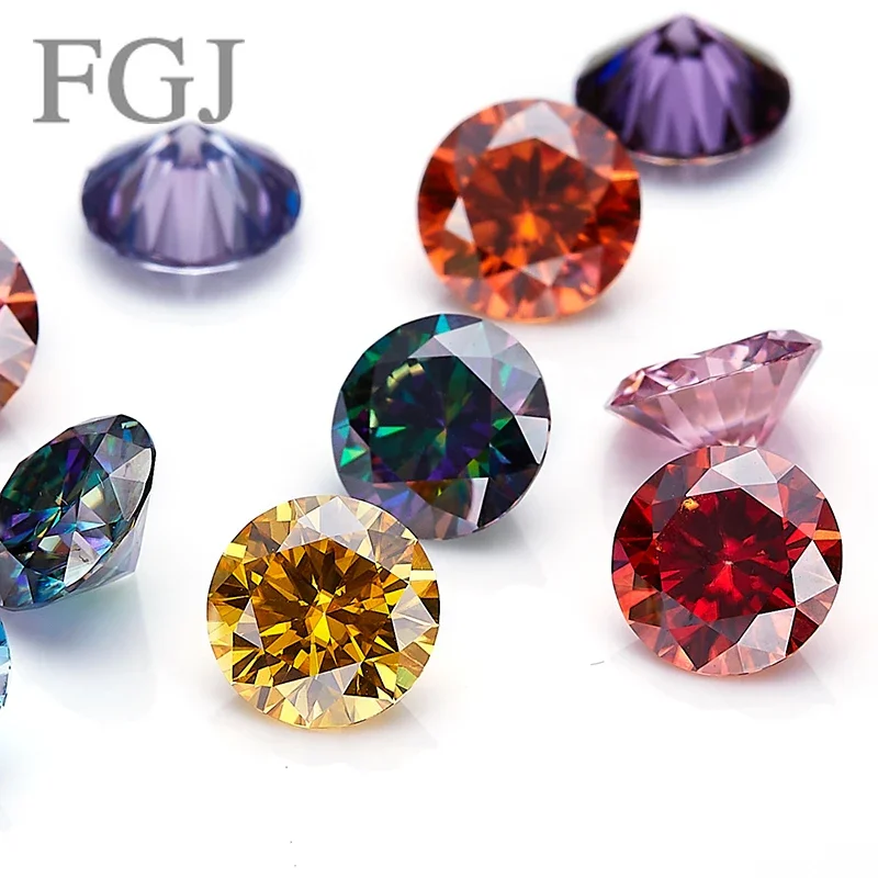 FGJ 0.5-3ct Multiple100% Real Loose Moissanite Plating Round Cut Excellent Cut 5-9mm for Jewelry Making Hot Sale Color