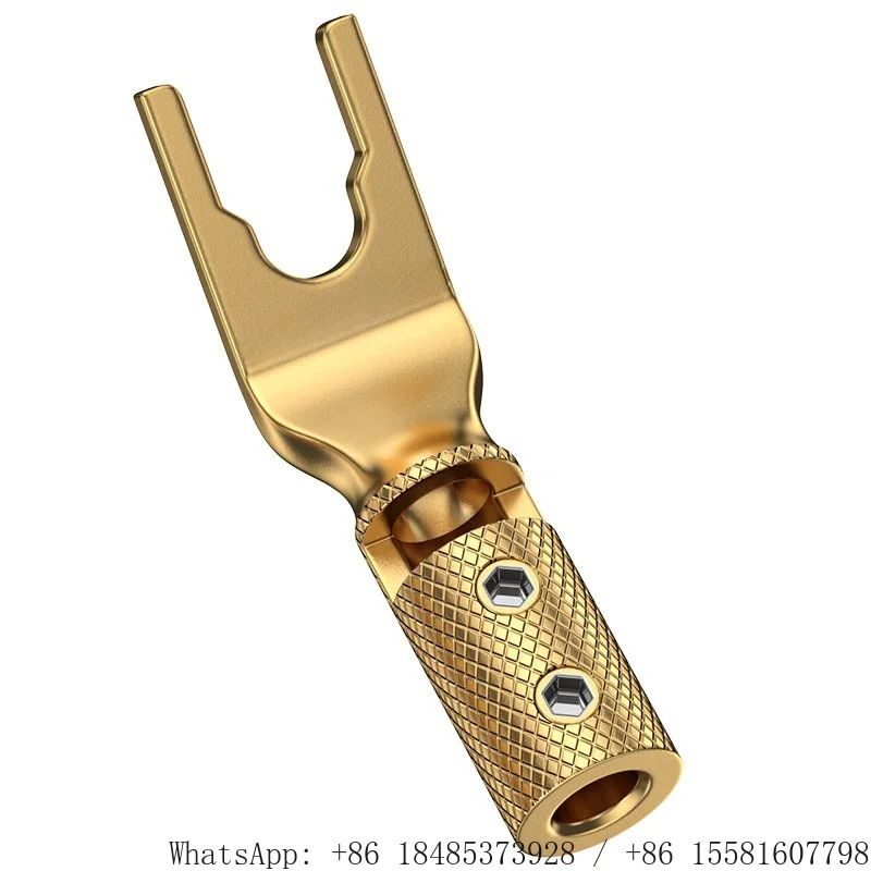 Y2 Gold Plated Pure Copper Spade Terminal Solder Free U Type Plug For Audio Amplifier Speaker Wire Connection Fitting