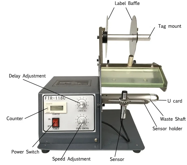 FTR-118C Automatic Self-Adhesive Label Stripping Machine, Transparent Optical Fiber Label Separator