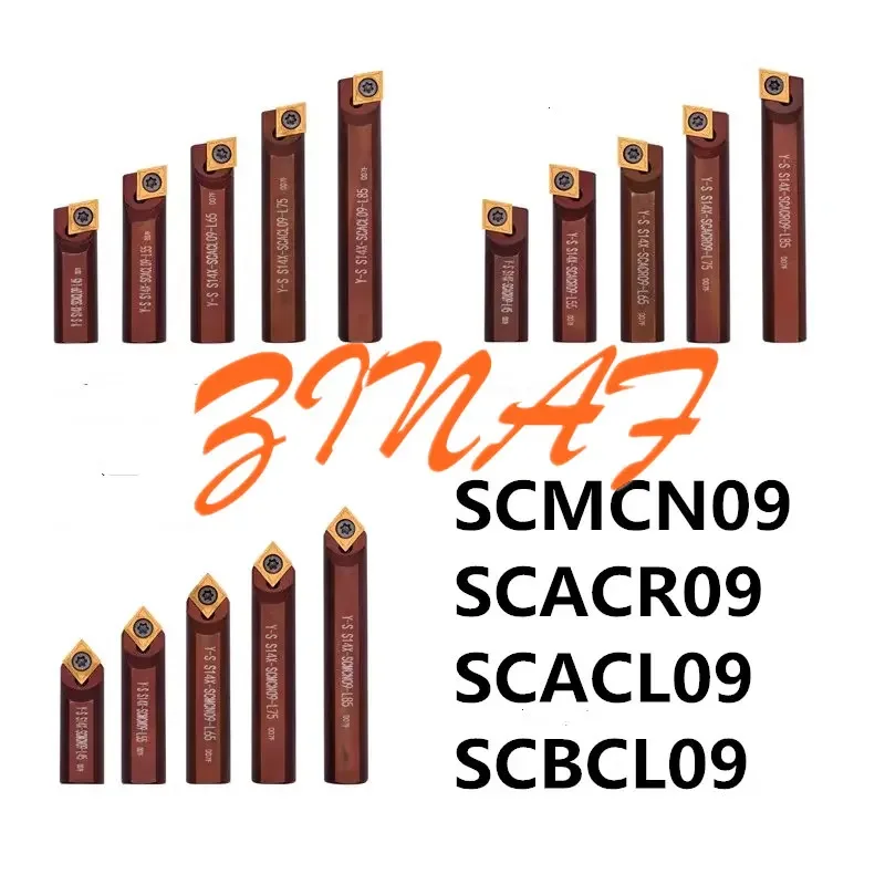 Imagem -06 - Pequeno Diâmetro Chato Máquina Peças Furo Interno Moagem Furo Cnc Ferramentas de Torneamento Toolholder Bar Scacr09 Scmcn09 10 mm 12 mm 14 mm