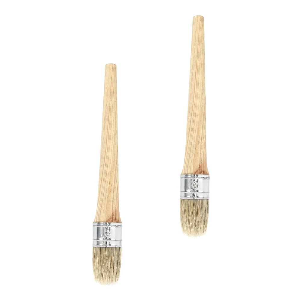 

2 pcs Round Paint Brush Durable Wax Wood Artist Brushes for Oil Painting Watercolor Acrylic Restoration Projects