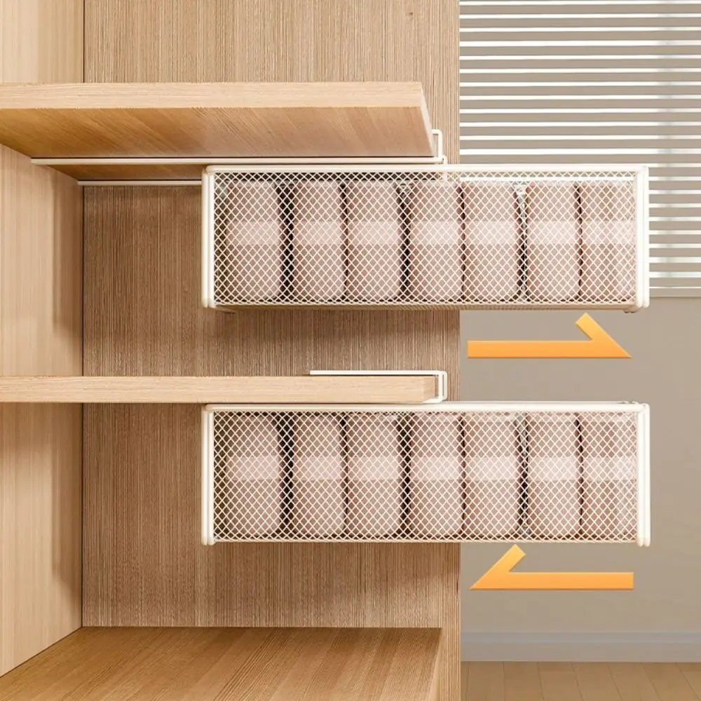 Large Capacity Underwear Storage Basket Pure Color Under Shelf Hanging Organizer Basket Design Under Cabinet Pull-Out Drawer