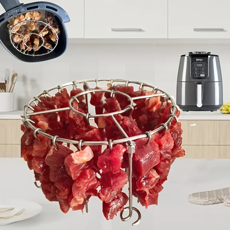 Estante para parrilla Vertical de acero inoxidable, soporte para brochetas, accesorio para freidora de aire con 23 brochetas, ad