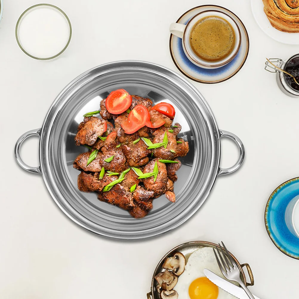 

2Pcs Stainless Steel Pot Double Handle Heat Resistant Cooking Pan Household Hot Pot Kitchen Cookware Metal Wok