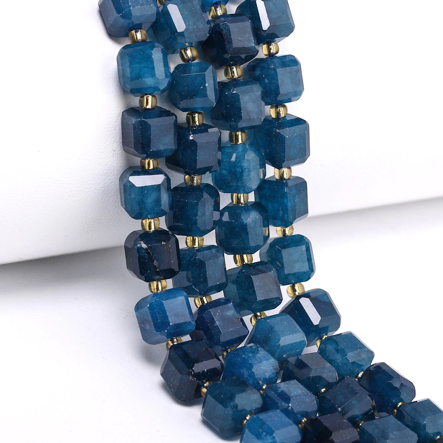 7-8mm Faceted Cube Natural Stone Blue Apatite Beads Square Loose Spacer Beads for Jewelry Making DIY Energy Charms Bracelets