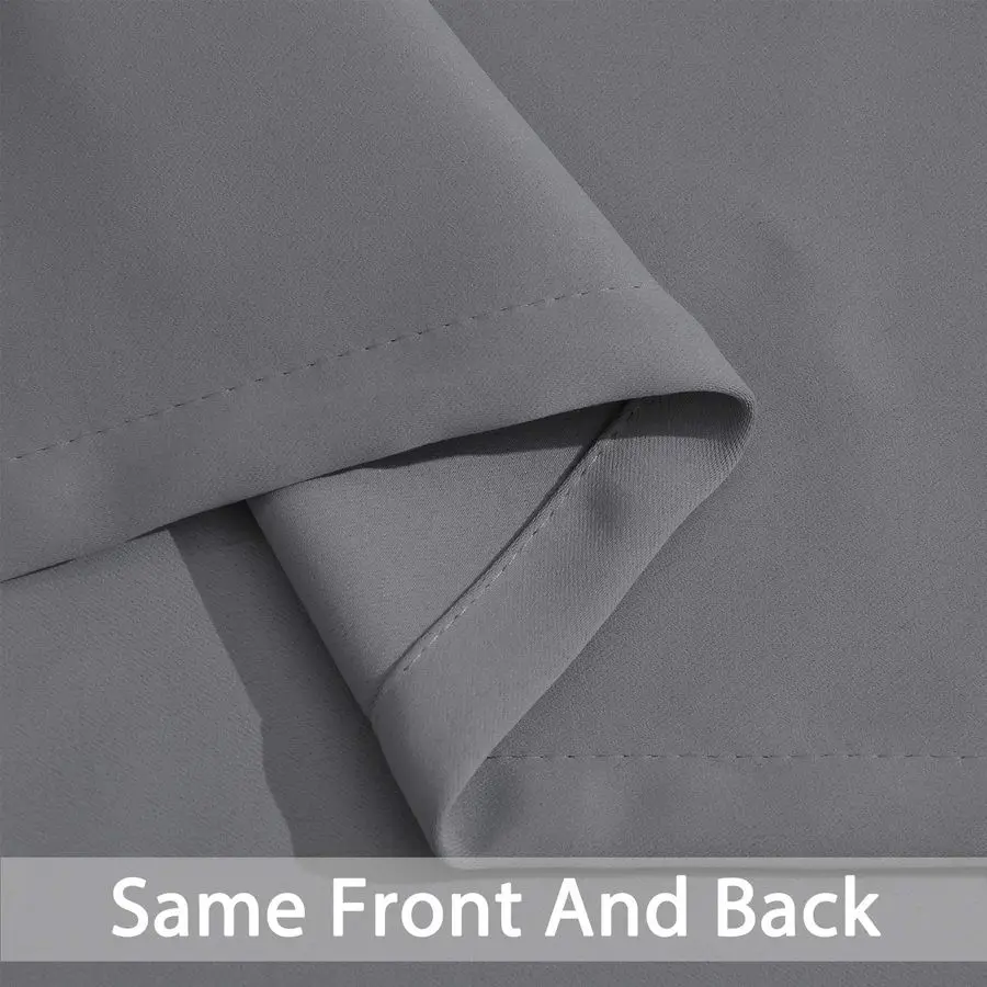 Cortinas blackout cinza com isolamento térmico de 96 polegadas, cortinas de janela com escurecimento de sala com 8 ilhós, largura de 52 polegadas, conjunto de 2, gravata B