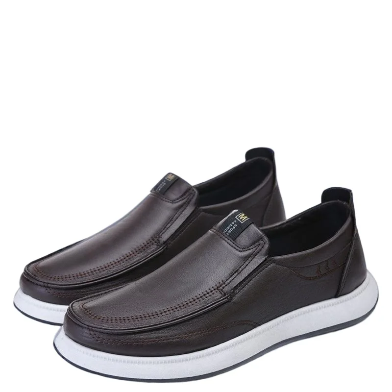 

Men's Leather Slip on Loafers Lightweight Casual Walking Shoes Comfort Thick Sole Non Slip Fashion Sneakers Daily Work Outdoor