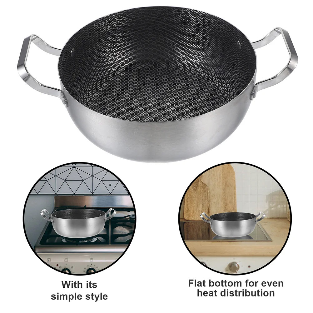 

1pc Double Handle Non-Stick Stainless Steel Soup Pot Thickened For Kitchen Cooking Home Use Multi-Purpose Stock Pot