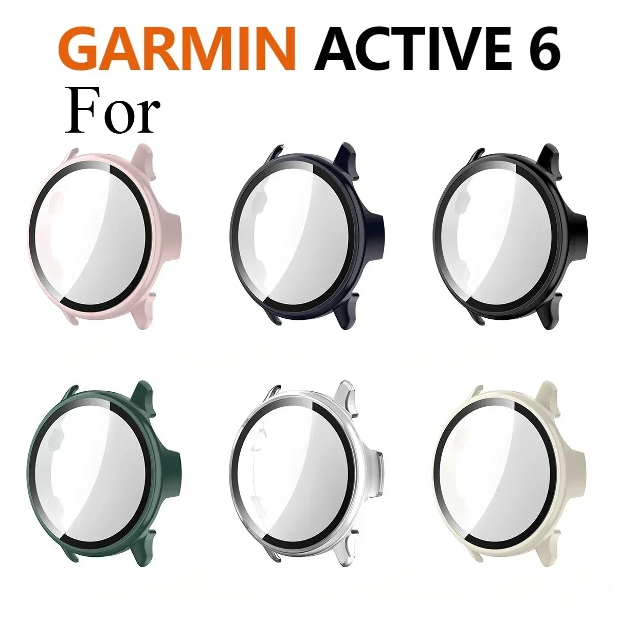 

For Garmin Active 6 Active6 Screen Protector Case Protective Case Full Bumper Cover Tempered Glass Shell Anti-scratch GFHO