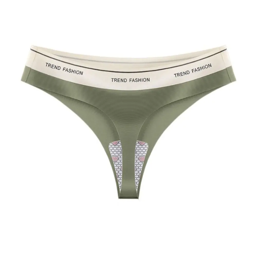 

Fashion Thong Letter Low Waist Briefs Cotton Crotch Traceless Panties Thong Ice Silk Panties Female Lingerie