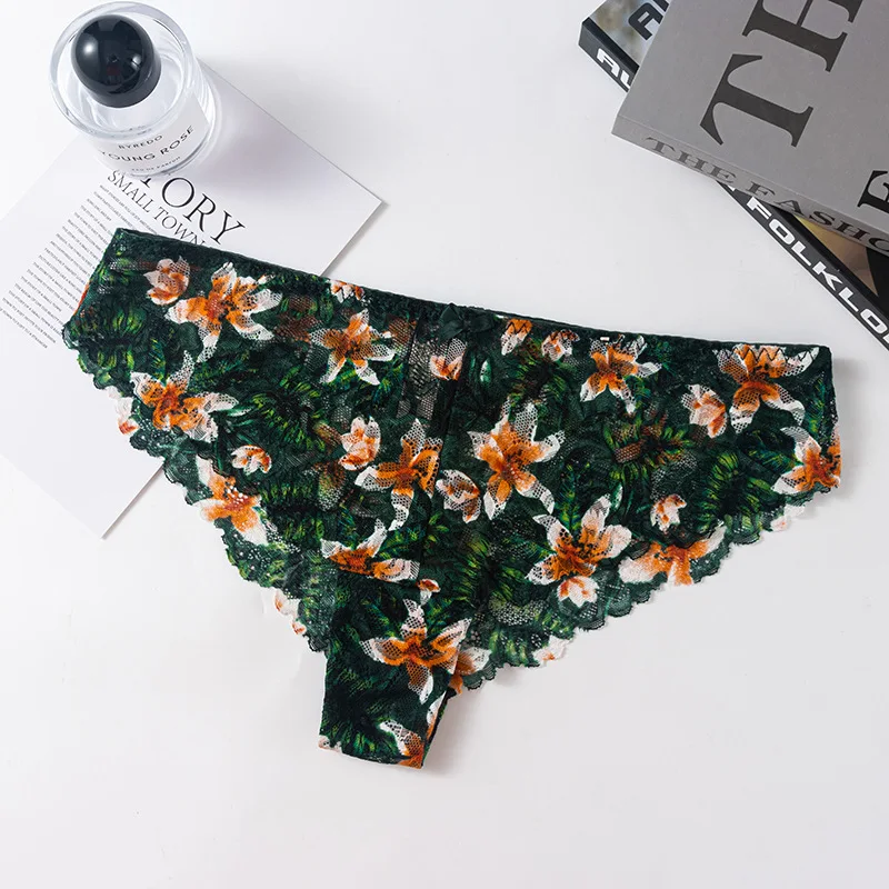 M-L European Style Panty Sexy Lace Panties Girl Printed Comfort  Briefs Low Waisted Seamless Underpants Female Lingerie