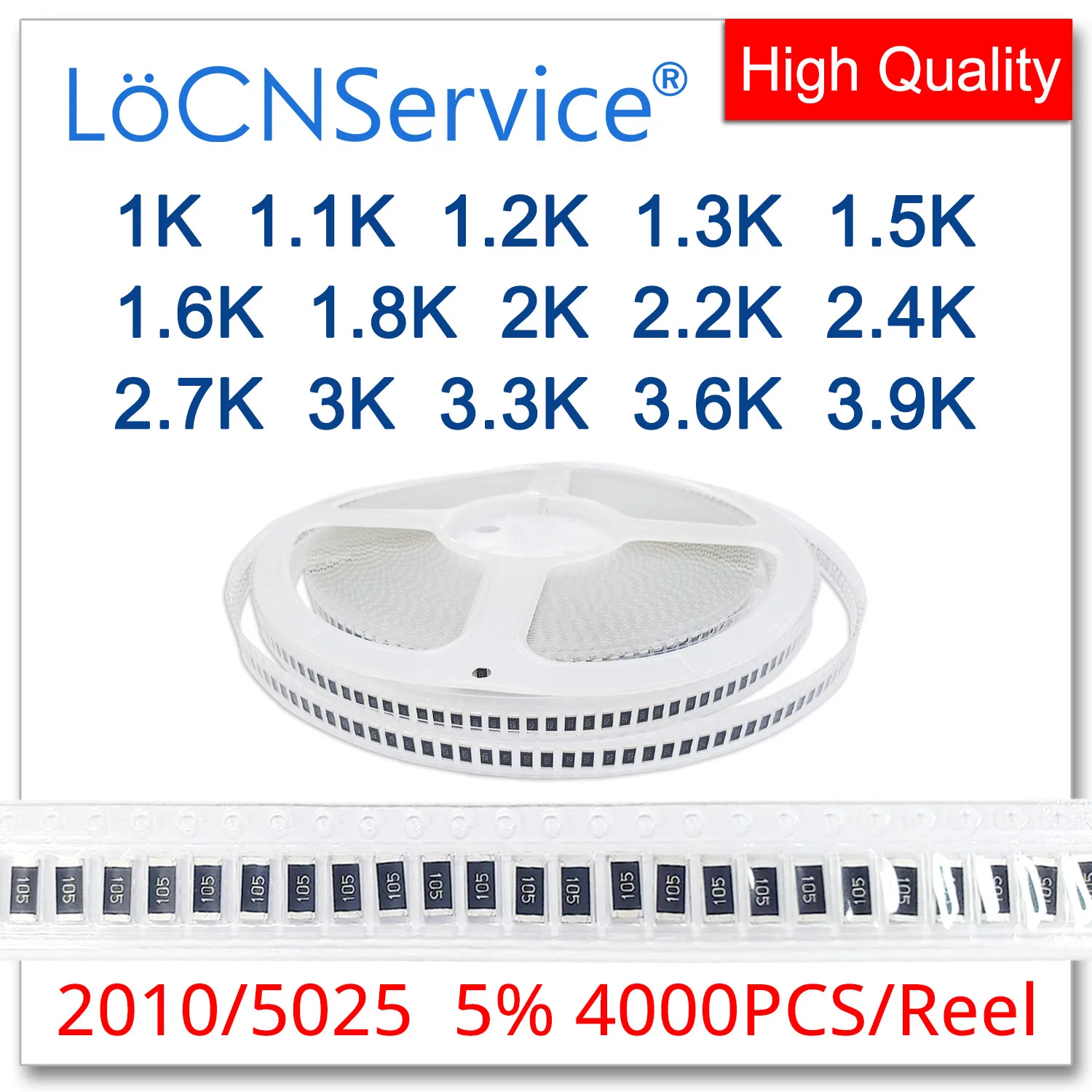 

LoCNService 2010 J 5% 4000 шт. 1K 1,1 K 1,2 K 1,3 K 1,5 K 1,6 K 2K 1,8 K 2,2 K 2,4 K 3K 2,7 K 3,3 K 3,6 K 3,9 K smd 5025 резистор Ом