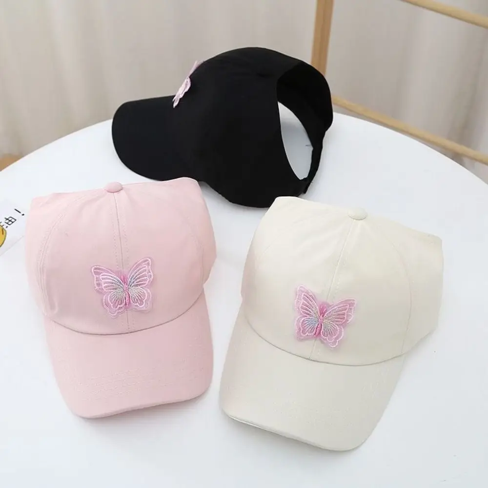 Fashion Breathable Lace Butterfly Baseball Hat Adjustable Sunscreen Visor Cap Back Opening Sun Hat For Women