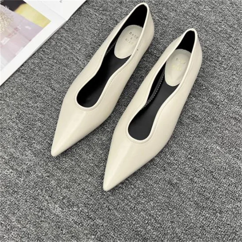 

Sewing Lines Shoes for Ladies Pointed Toes Flat Heels Womens' Solid Female PU Leather Chassure Femme Shallow Zapatos De Mujer