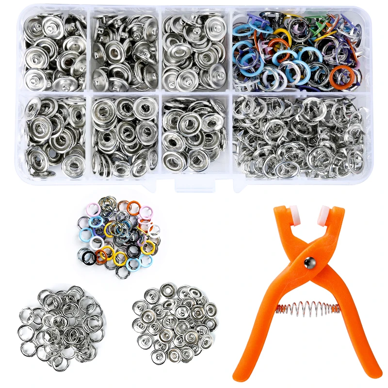 QIAO Kit de botones a presión con alicates, juego de herramientas de tachuelas de presión de Metal, Kit de sujetadores a presión de acero inoxidable, accesorio para manualidades DIY, ropa