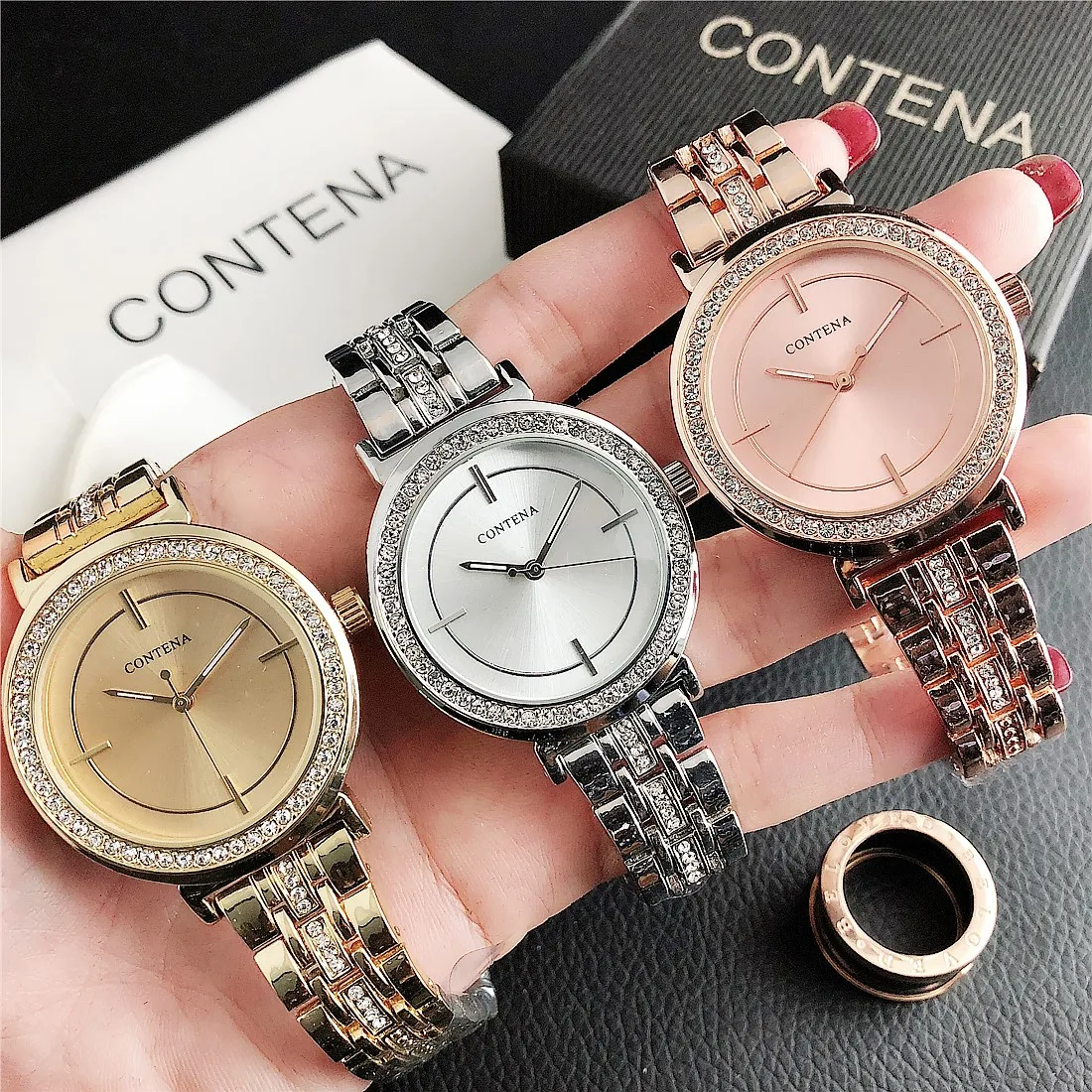 CONTENA Luxury Women Quartz Watches New Stainless Steel Strap Movement Alloy Case 35mm Dial Diameter Fashion Style