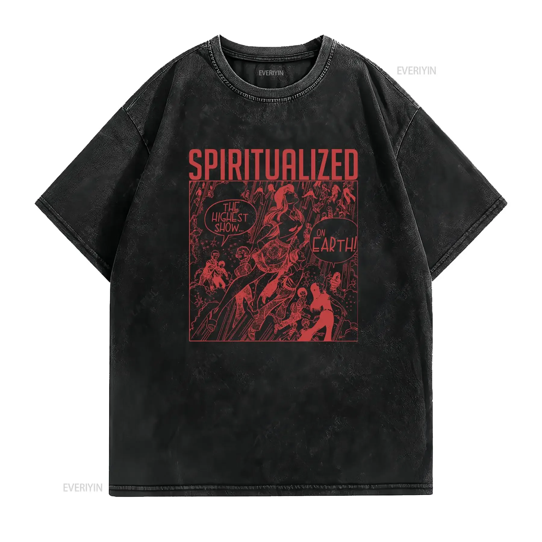 Vintage Spiritualized The Highest Show On Earth T Shirt Tour Rock Band vintage Washed designer clothes Comfortable Slightly