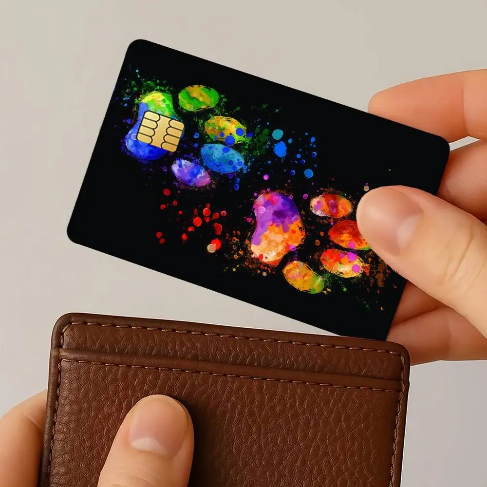 Colorful Cute Footprint Credit Card Public Transportation Cards Protective Sticker Waterproof Card Face Decoration 4PCS