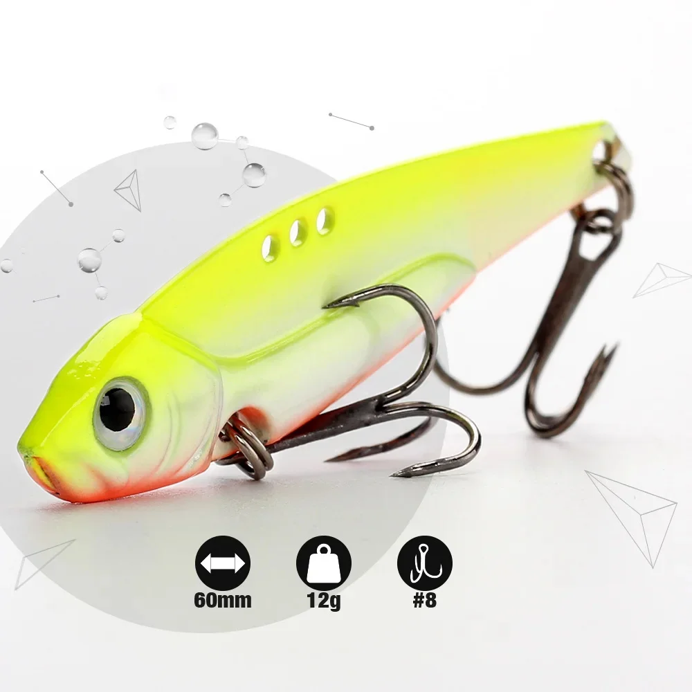 New 60mm 12g Leurre Vibrant Metal Vib Cuillere Wobblers Bladertail Vib Fishing Lure Heavy Spoon Lures Artificial Hard Bait