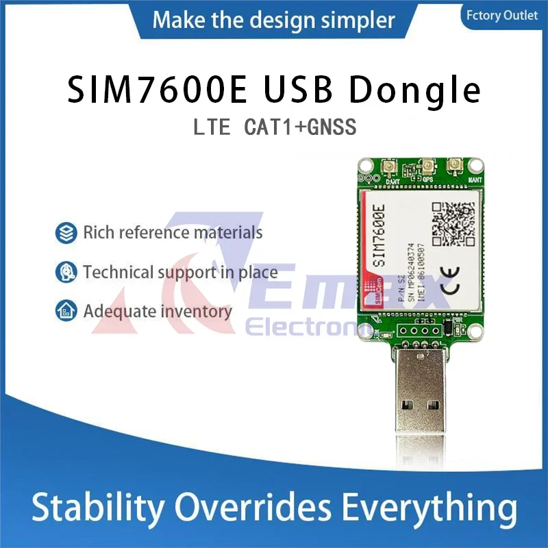 

SIMcom SIM7600E LTE CAT1 USB-ключ, комплект TE-A, 1 шт., не поддерживаемый GPS