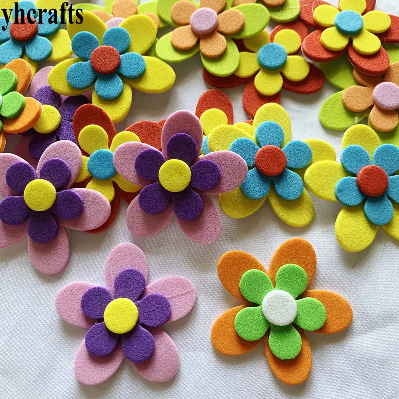 1bag New 3D flower foam stickers Kindergarten Kids room Class decoration Spring arts crafts kit DIY toys OEM Wholesale