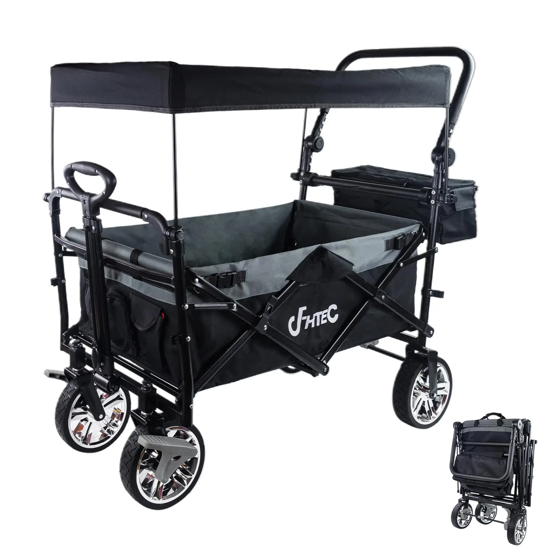 Lightweight Collapsible Beach Folding Wagon Cart 4 Wheels Portable Outdoor Sports Utility Garden Cart with Canopy Camping Cart