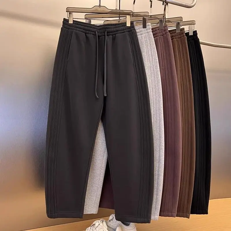 Autumn Winter 2026 Trend New Straight Scimitar Casual Pants Men's Loose Couple Solid Straight Casual Jogger GYM Sweatpants