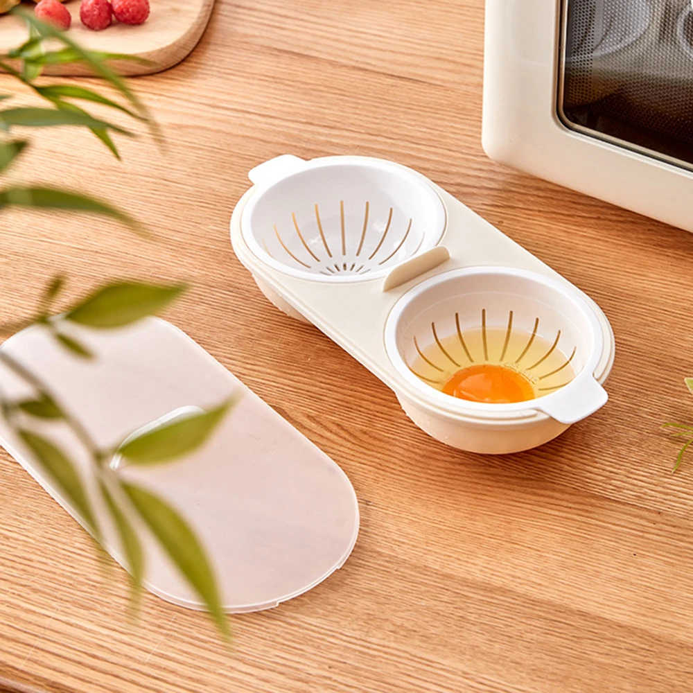 

Microwave Egg Steamer Bowl Cooker with Egg White Separation Plate Convenient Egg Box for Perfectly Cooked Eggs in the Microwave