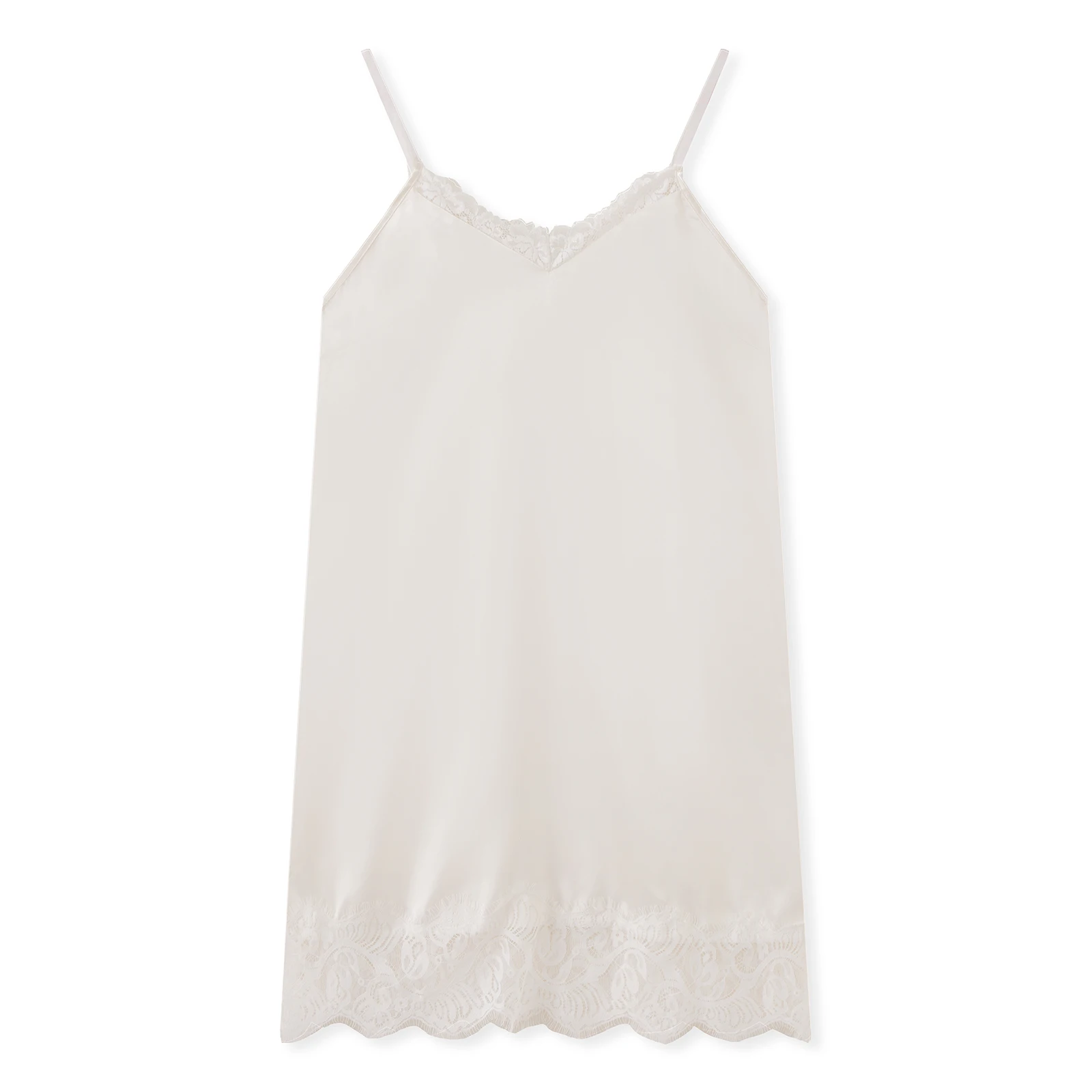 Women Champagne Color Slip Dress Elegant Lace Hem Sleeveless Cami Dress Mini Lingerie Dress