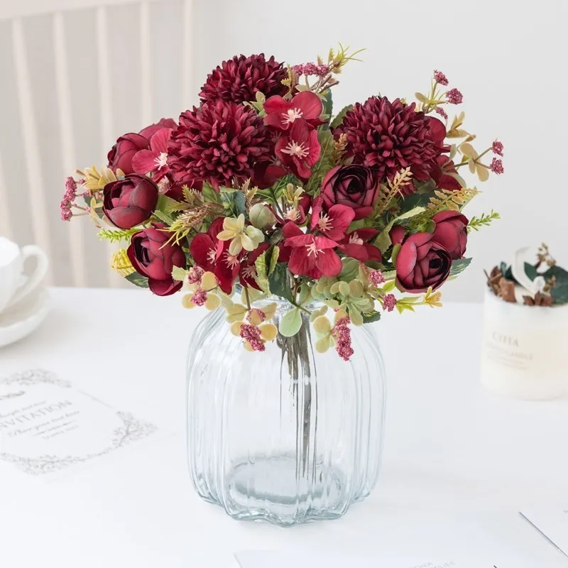 Künstliche Blumen Billiger Tee Rose Knospen Diy Candy Box Vase für Home Zimmer Dekor Weihnachten Garland Wedding Bouquet Seide Hortensien – Detail 3