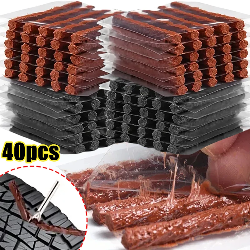 5/40pcs Tire Repair Strips Car Motorcycle Bike Tyre Puncture Repairing Stiring Glue Rubber Strips Tools Plug Car Accessories