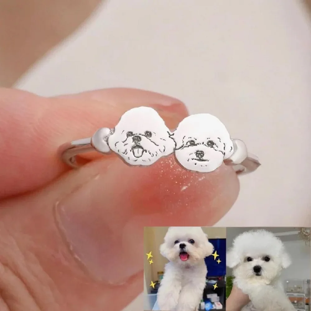 Sipuris Personalisierter Haustier-Fotoring für Frauen, Edelstahl, personalisierter Hunde- und Katzen-Gedenk-Modeschmuck, Geschenke für Tierliebhaber – Detail 8
