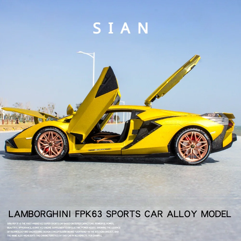 Groot 1:18 Lamborghinis Sian Fkp37 Supercar Automodel Diecast Legering Geluidslicht Speelgoed Auto Diecast Speelgoed Verzamelobjecten Kids Auto