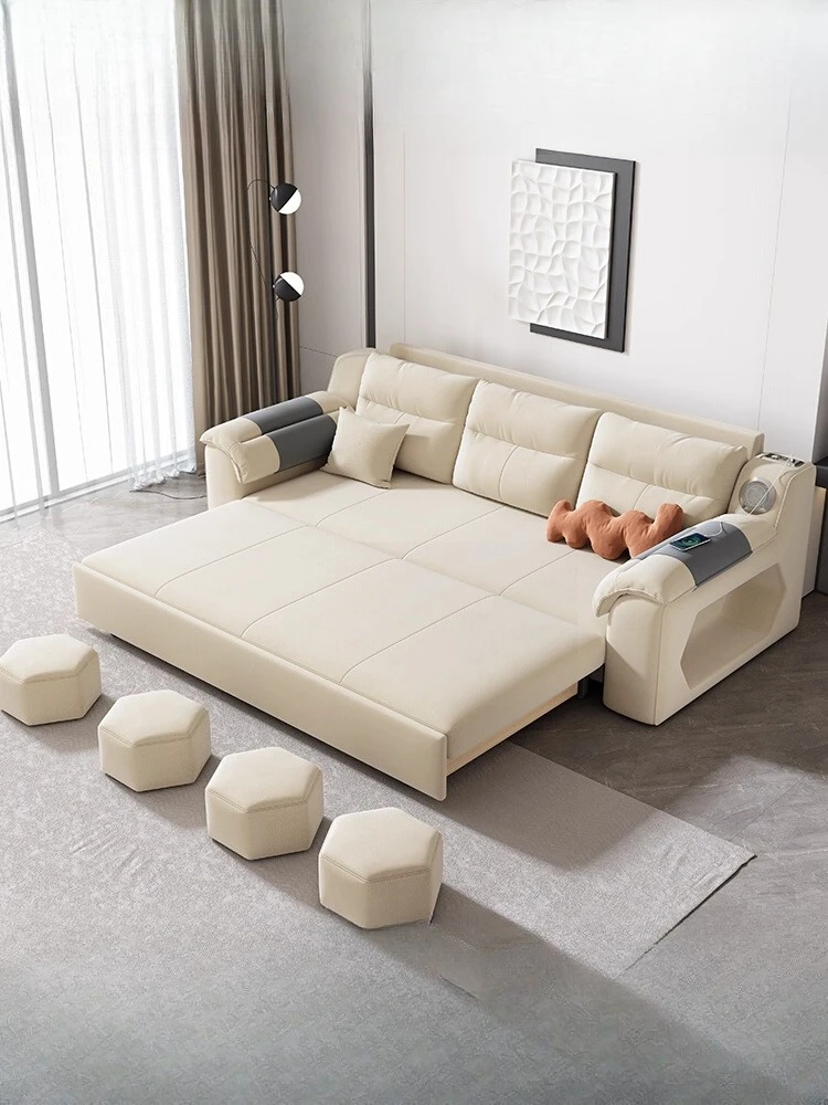 

Small apartment living room folding sofa telescopic bed dual-purpose, double 1.5 meters new multi-functional sofa bed dual-purpo