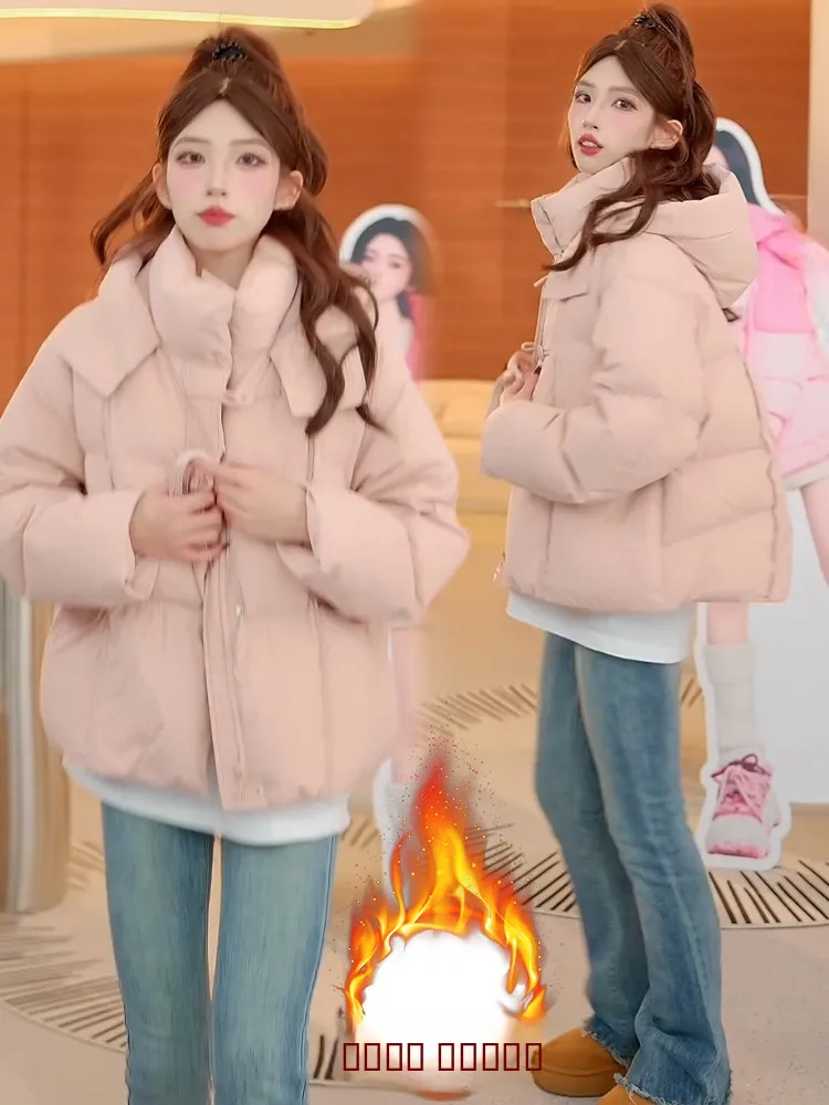 

Корейская женская утепленная хлопковая куртка-пуховик в модном стиле, антивозрастная, зимняя, новинка, стандартный крой