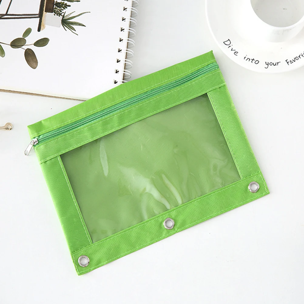 

5 Pcs Pencil Case Rivet Enforced Holes File Bag High Capacity 3 Ring Pouch Large