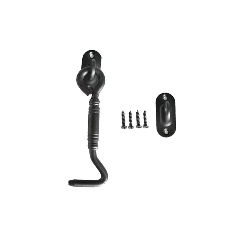 Roestvrijstalen schuifdeurslot Zwart schuurdeurhaakslot Draagbare veilige universele gesp Binnen Buiten Privacy Beveiliging