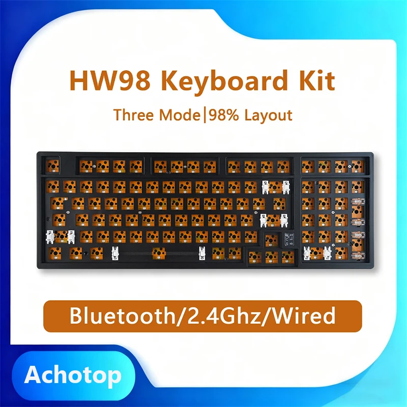 

Игровая клавиатура HW98, комплект Custom Barebones, программируемое программное обеспечение, RGB 3/5-контактная совместимая клавиатура с возможностью горячей замены 98% для Win/Mac