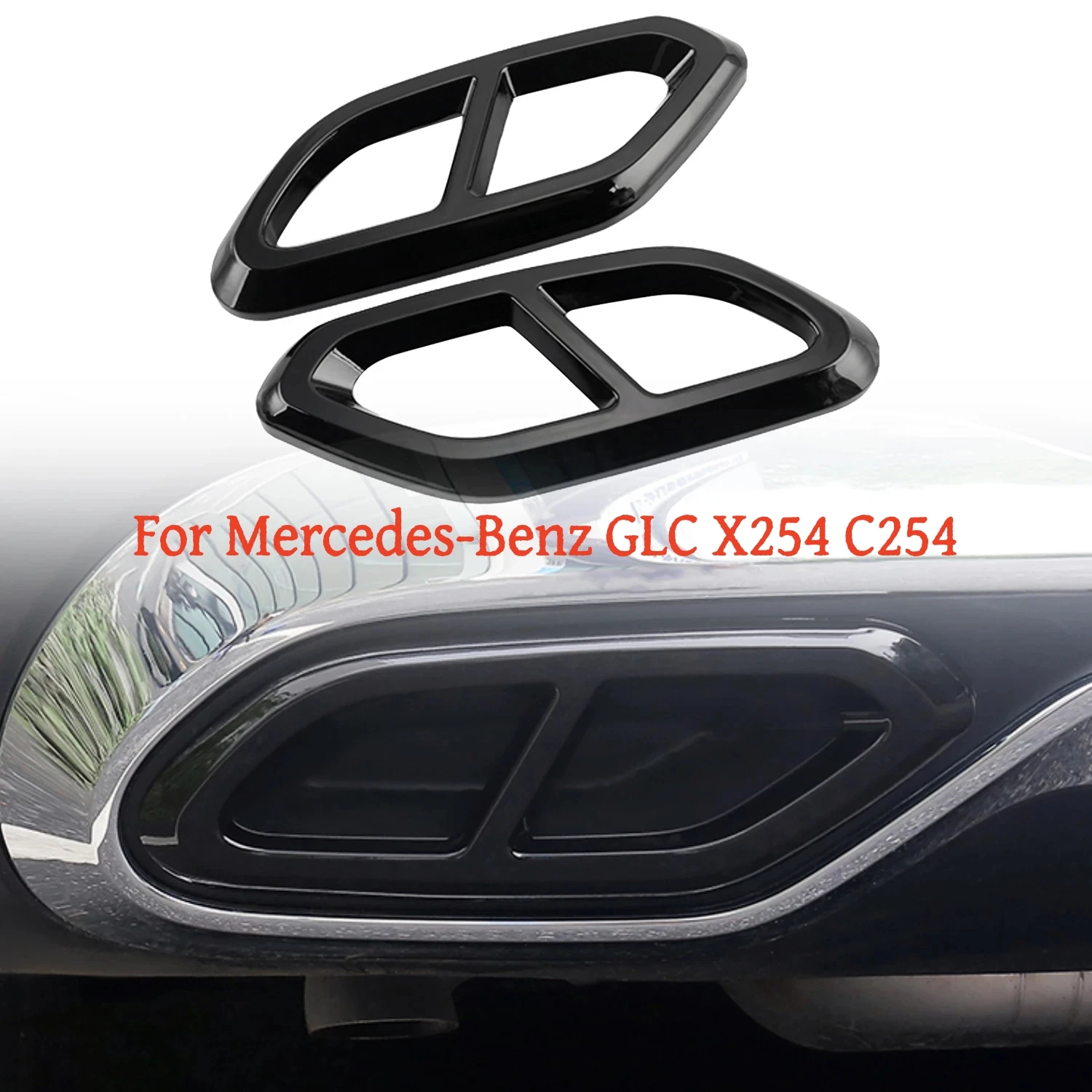 

For Mercedes-Benz GLC X254 C254 2022-2024 Car Accessories Stainless Steel Black Rear Exhaust Muffler End Pipe Cover Trim