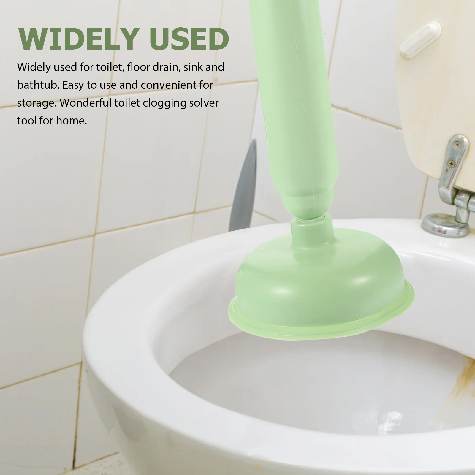 

1pc Toilet Plunger Strong Suction Bathroom Cleaning Tool Long Handle Drain Unclogger Home Hotel Office Use Rubber