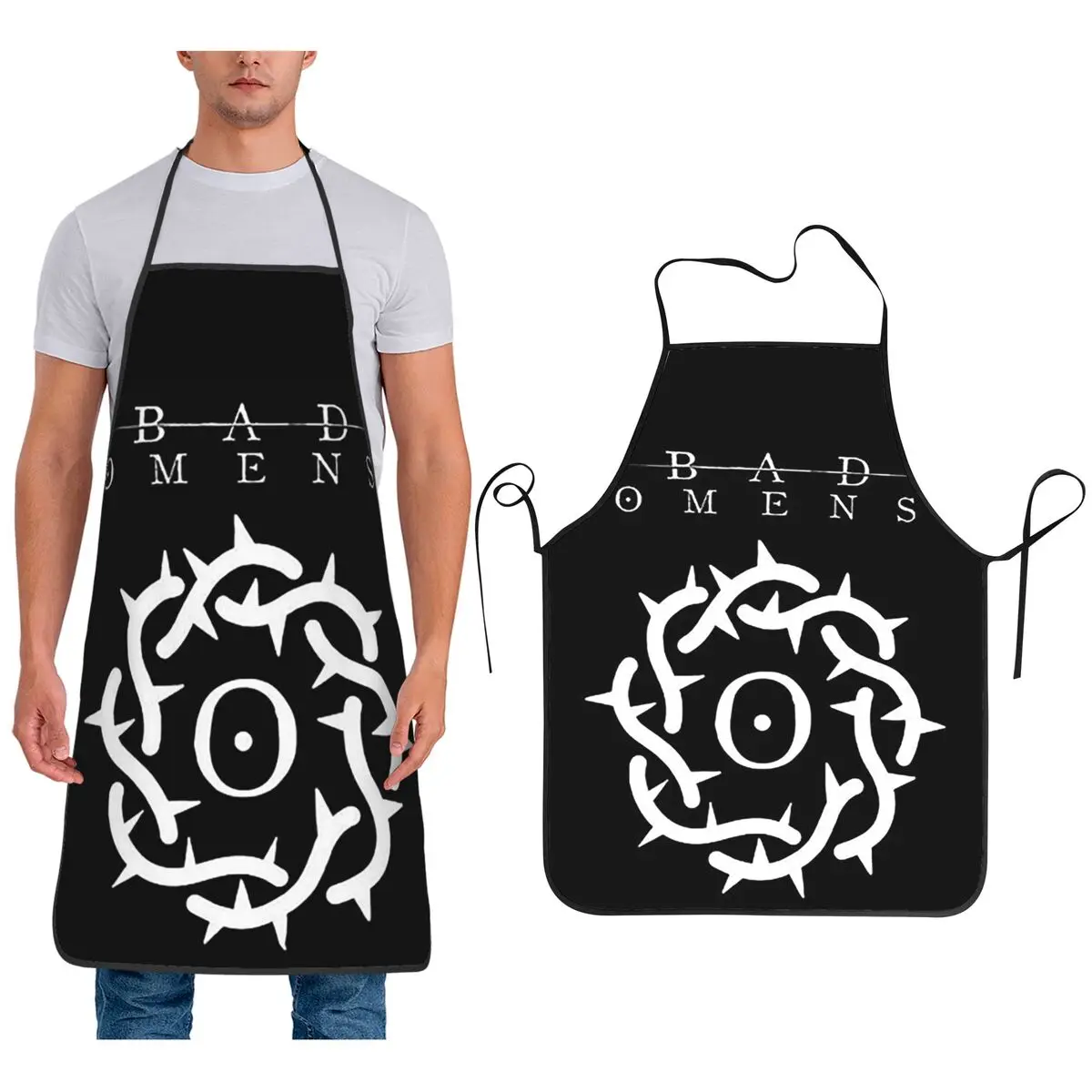 Bad Omens Cover Art Apron Chef Cooking Cuisine Tablier Sleeveless Bib Kitchen Cleaning Pinafore for Women Men Gardening