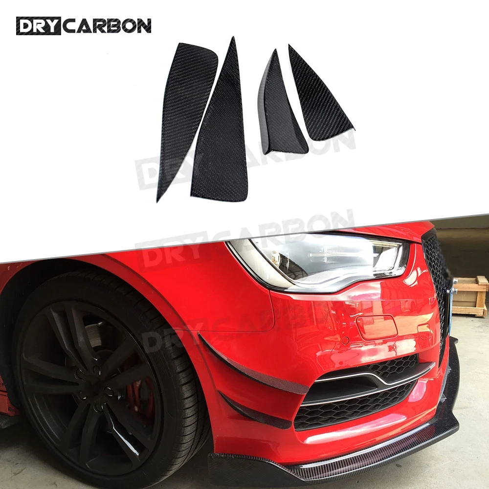 

Carbon Fiber Front Bumper Air Knife Trim Canards Splitter Spoiler For Audi A3 S3 Sedan 2014~2016 Body Kits Car Styling