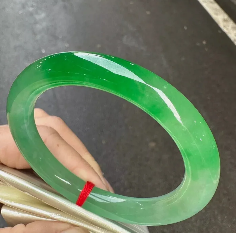 Round Rod Nature Grade AA Emerald green Burma Jade jadeite bracelet bangle 58mm