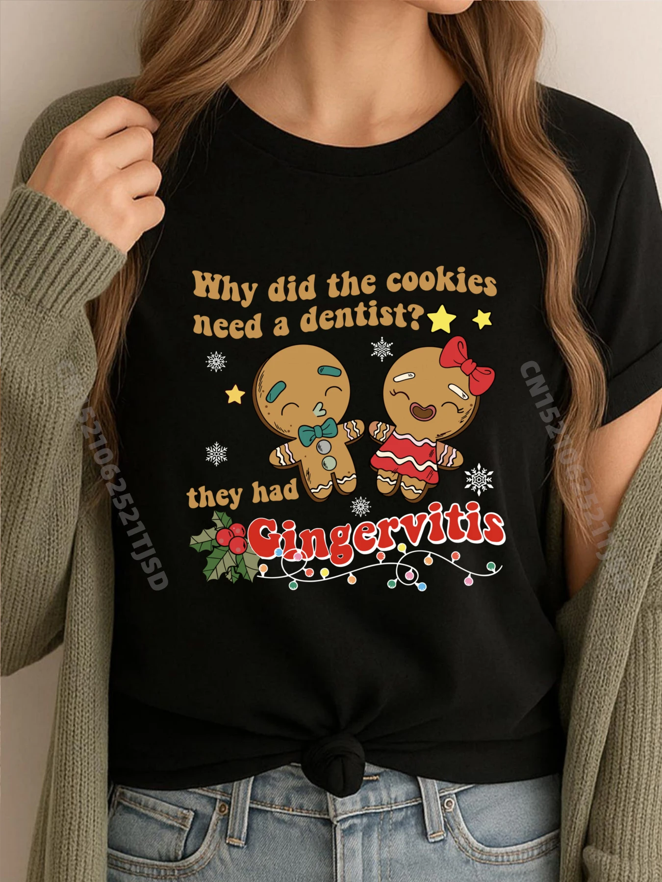 

Почему сделали печенье, нужен стоматолог, они был гвинтам, рождественские футболки с рисунком, 100% хлопок, Рождество