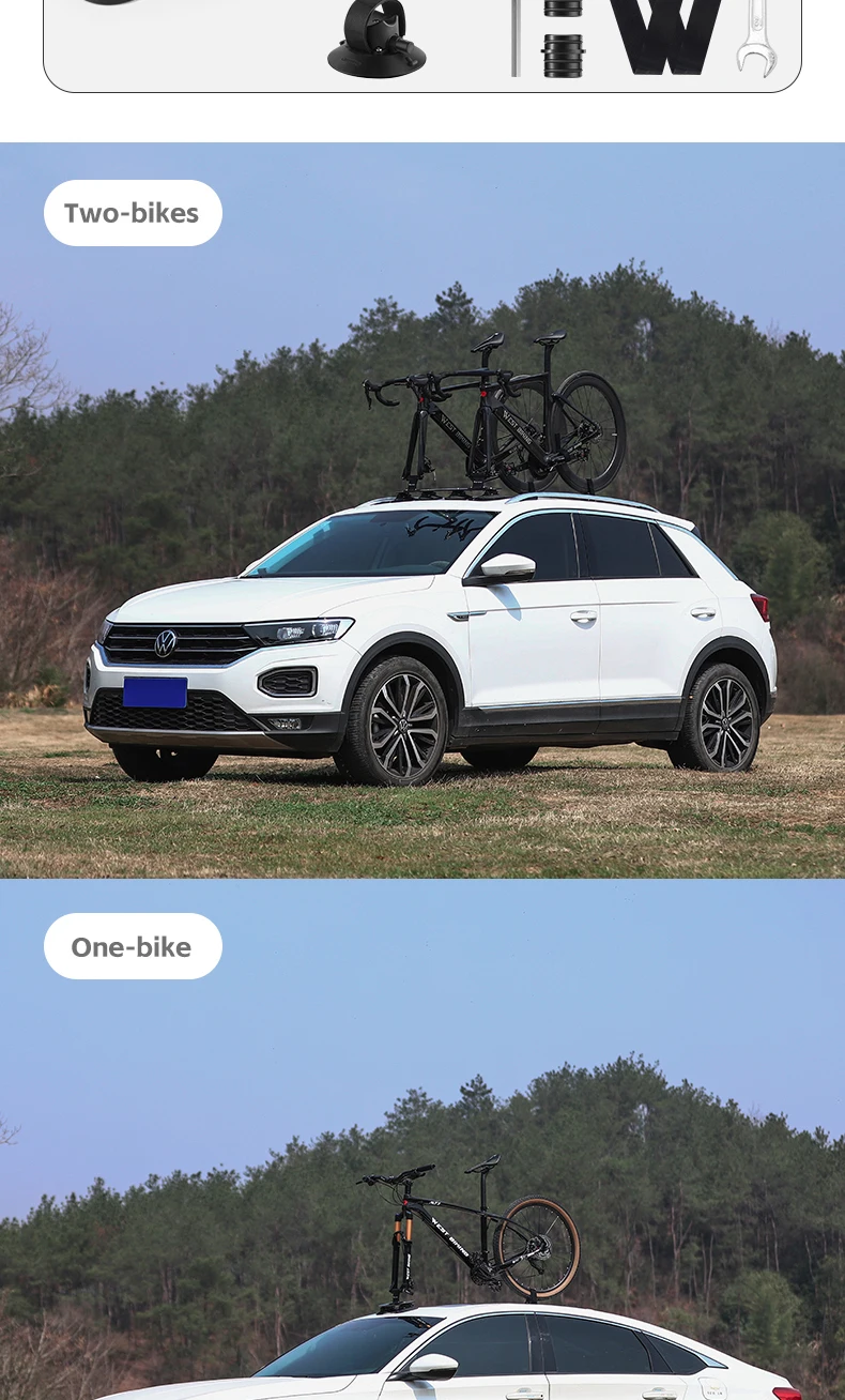 WEST BIKING Auto-Dachgepäckträger mit Saugnapf, Vakuum-Adsorptions-Fahrradhalter für SUV, Limousine, Kofferraummontage, Fahrradzubehör – Detail 4
