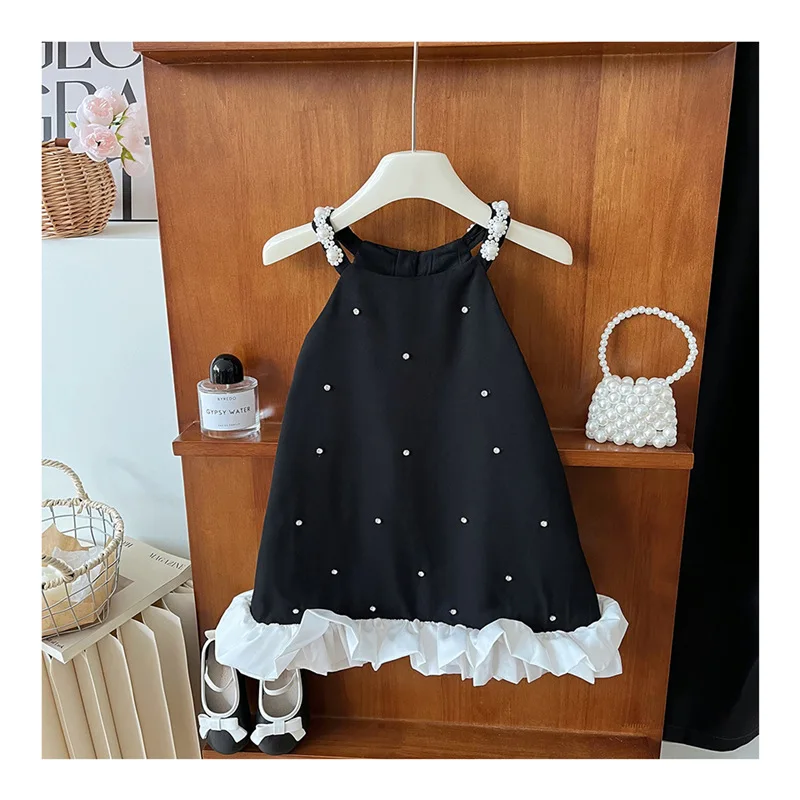 

Новое блестящее платье принцессы для девочек с бретельками, весна 2025, ручная работа, с бриллиантовыми элементами