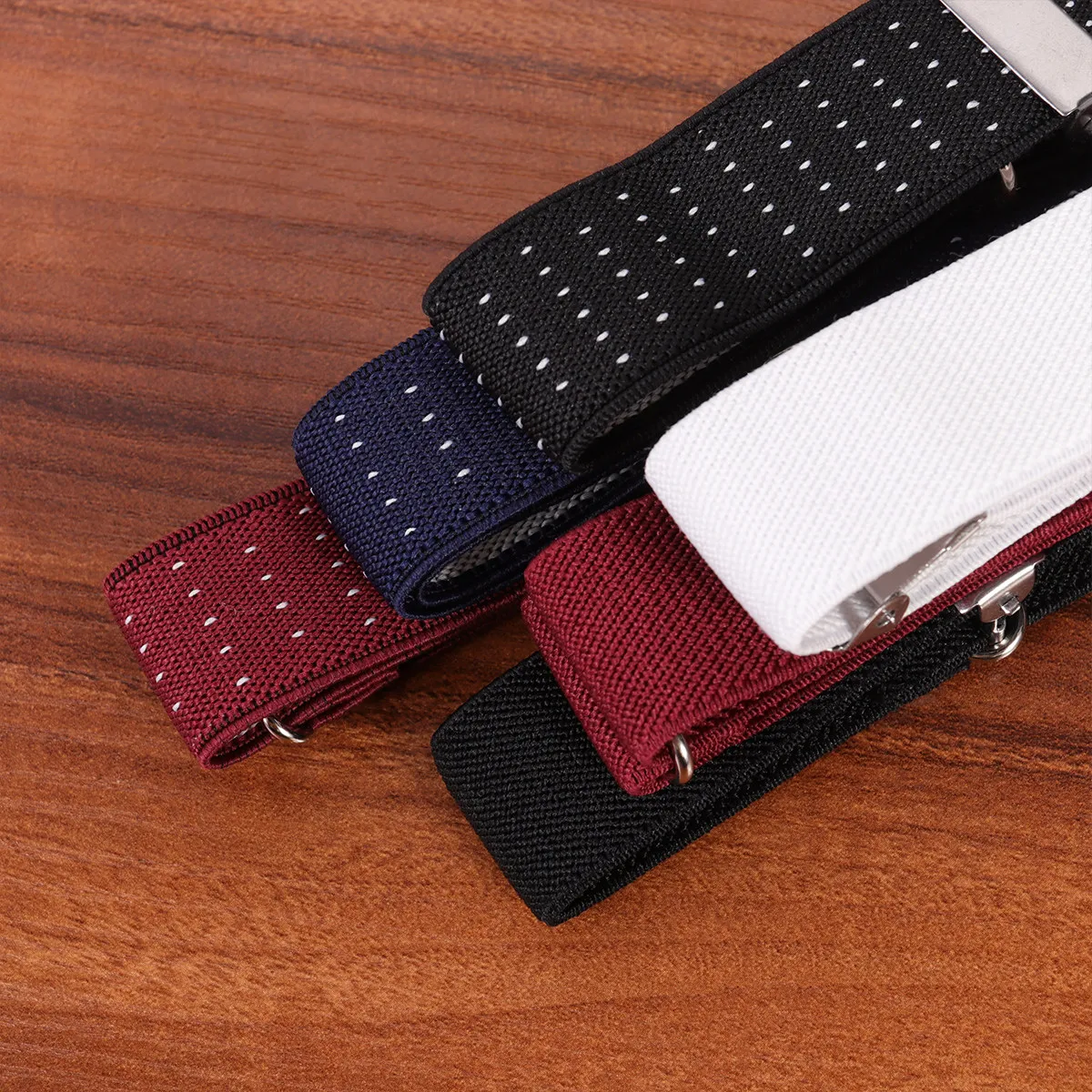 1Pair Shirt Stay Belt Non-Adjustable Anti-Slip Clip Strong Locking Chinlon for Men Women Office Formal Use Wine