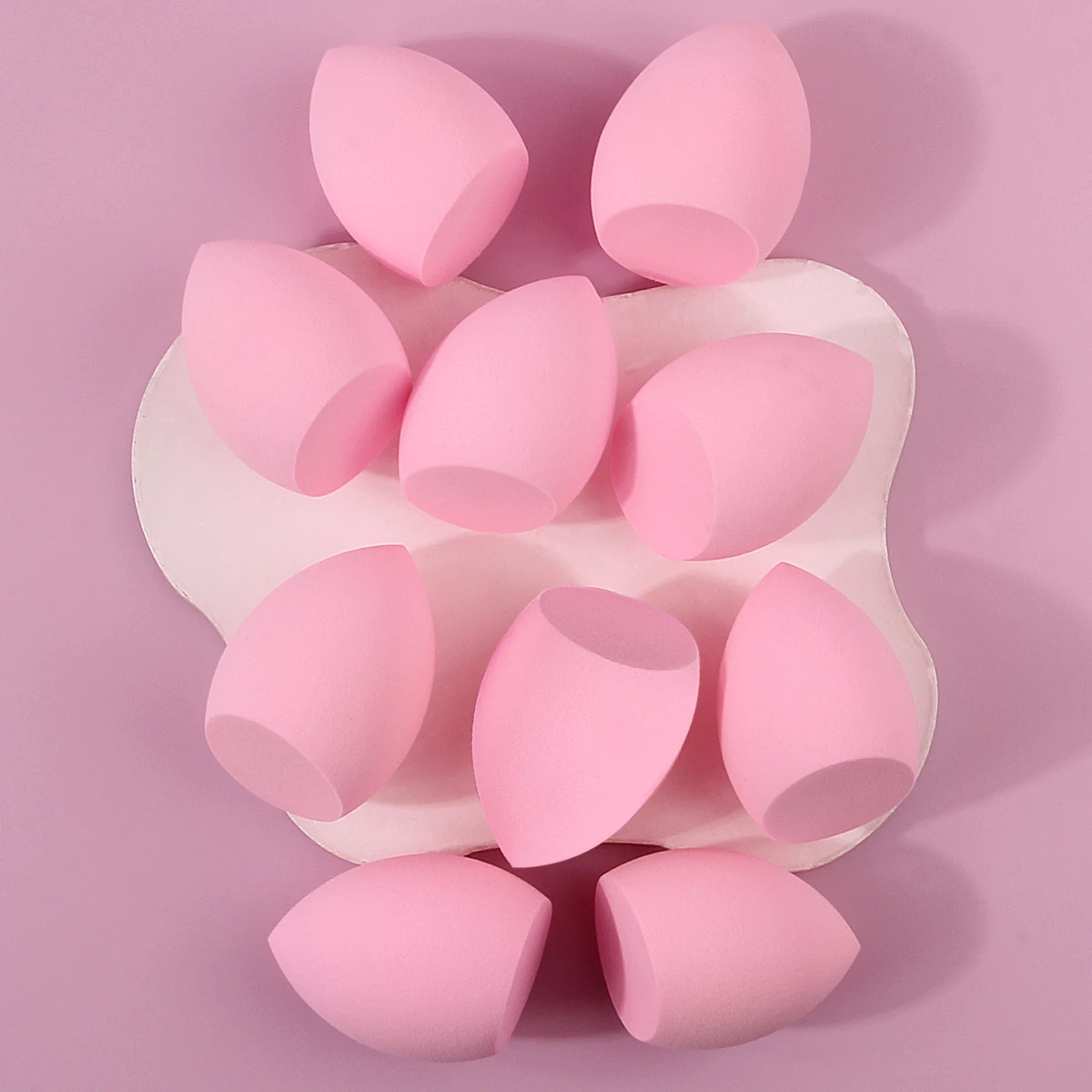 10PCS Super Soft Pink Diagonal Cut Sponge Beauty Egg, a Facial Makeup Tool That Swells in Water Without Puff Sticking